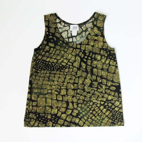 Cute Y2K Green Stretch Knit Printed Top Sleeveless Tank Top Summer Size/M-L - Picture 6 of 9